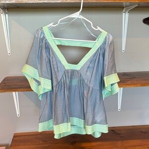 Stylish Blue and Green Women's Top